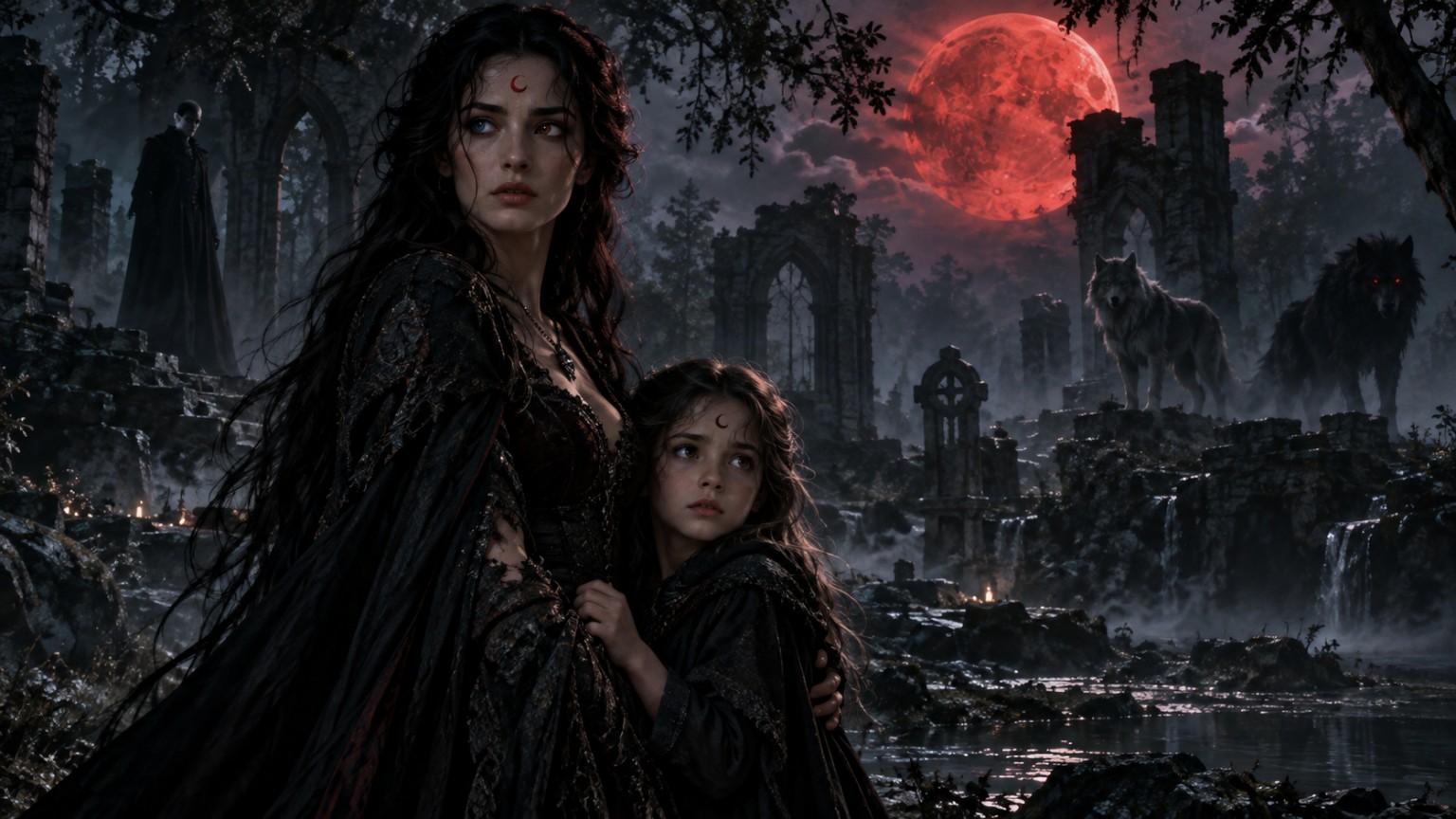 Aelyra niña y Drakar
